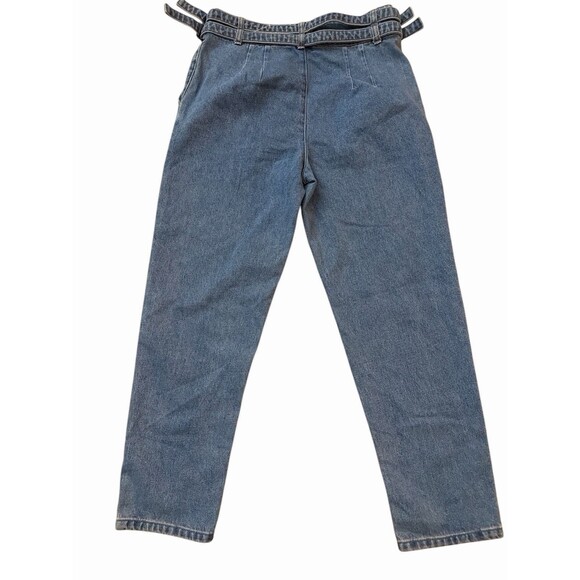 Forever 21 Women’s High Waist Mom Jeans Size 27 Blue Denim Pleated Buckle Detail - Picture 2 of 7